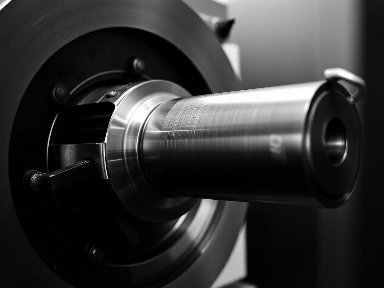 CNC lathe chuck gripping a turned aluminum cylinder