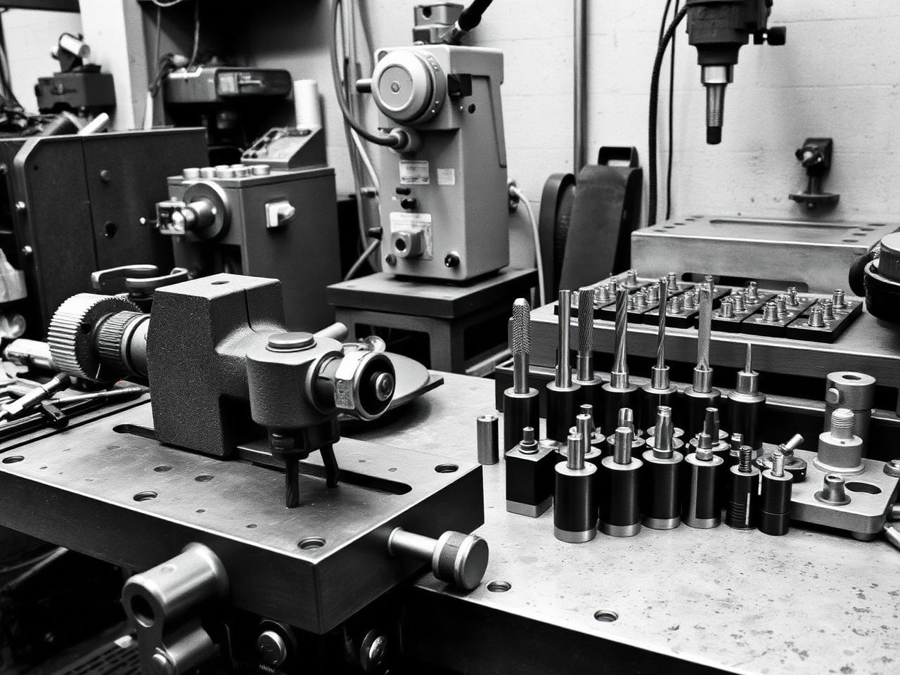 Bench of secondary operation equipment with tapping, broaching and drilling machines