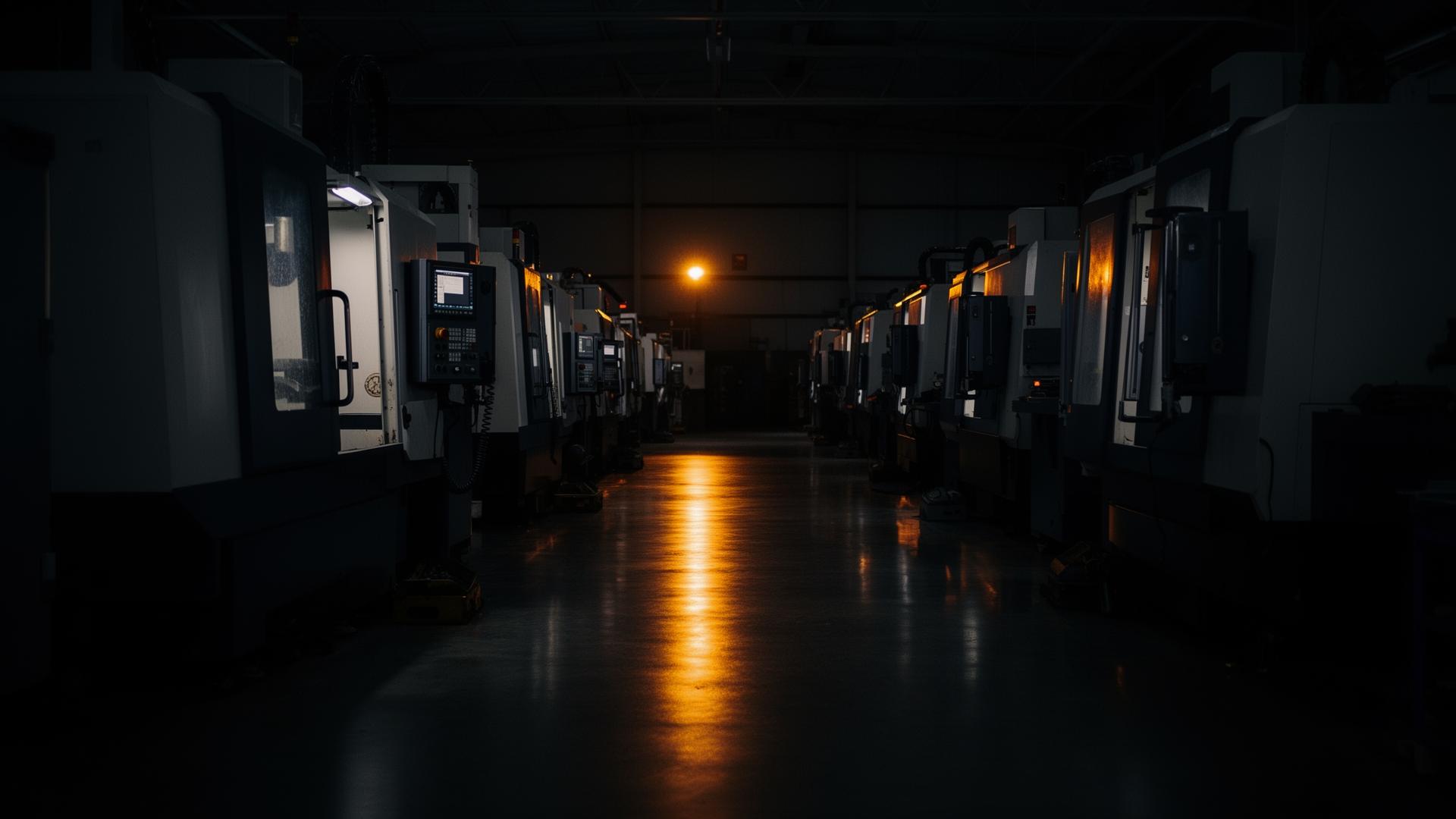 Row of CNC machining centers on the RJ Enterprises shop floor